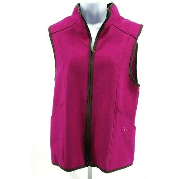 Stormy Kromer SK The Ida Outfitter Fushia Raspberry Pink Vest Wool Full Zip - Picture 4 of 15